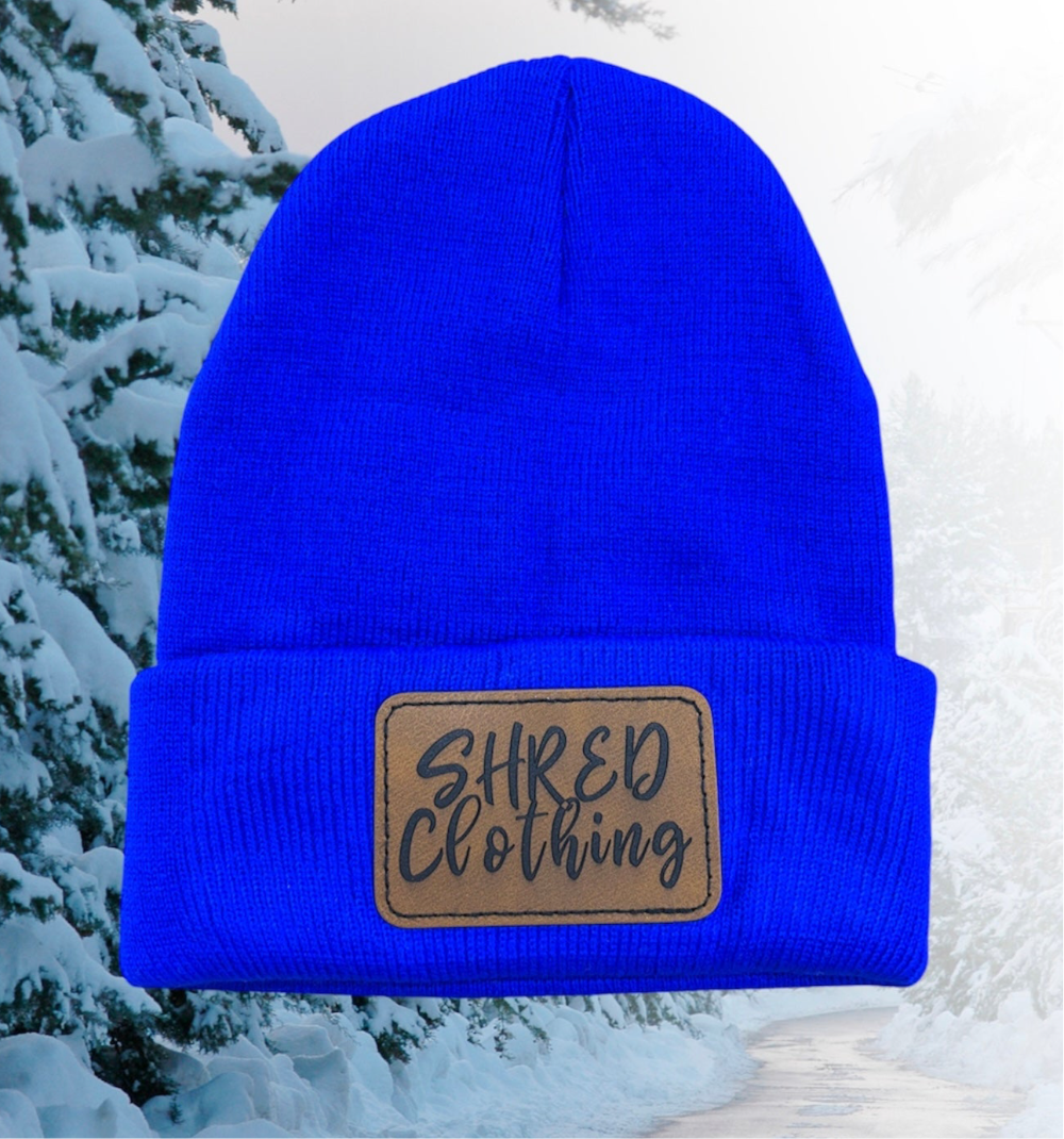 blue shred beanie
