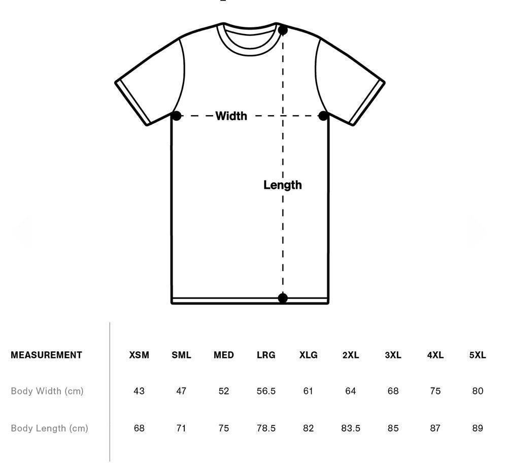 Size chart - Shred Clothing