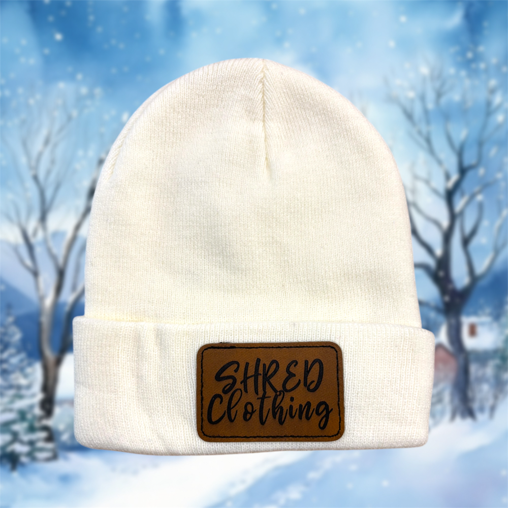 white shred beanie