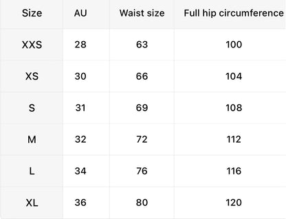 mesh shorts size chart